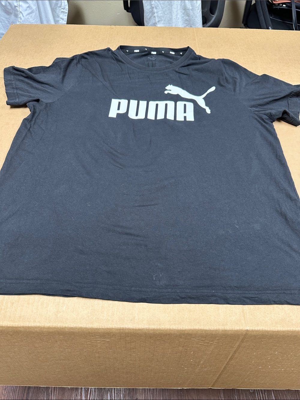 Puma Black Short Sleeve Tee with White Logo